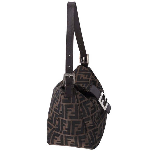 FENDI Zucca Handbag Dark Brown Brown Jacquard Leather - Picture 4 of 7